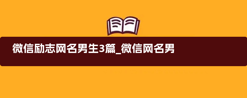 微信励志网名男生3篇_微信网名男